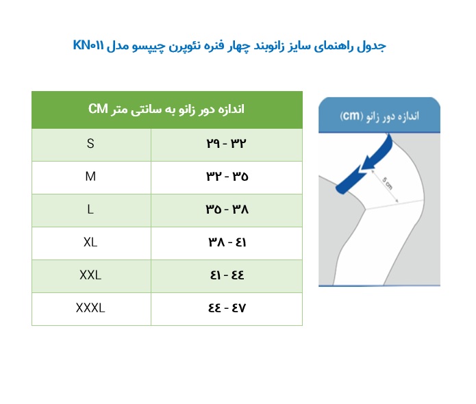 زانوبند چهار فنره نئوپرن چیپسو مدل KN011